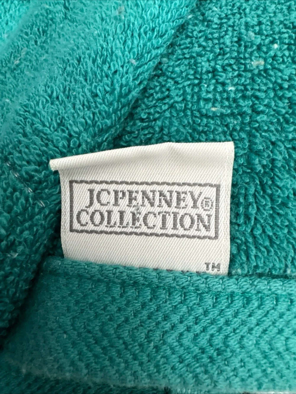 Vintage JCPenney Teal Green Lace Embroidered Floral Towel Set 2pc Made in USA